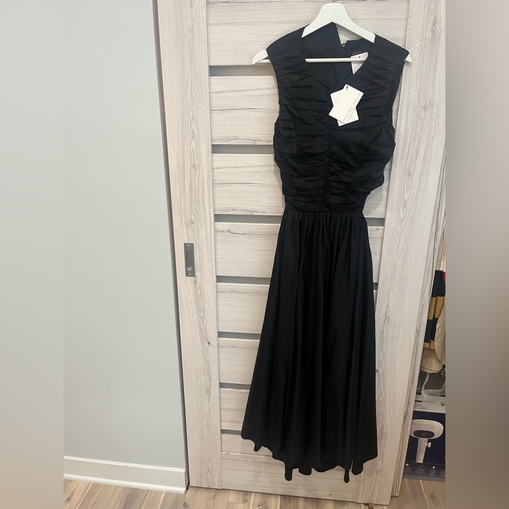 Elegant Black Ruched Midi Dress